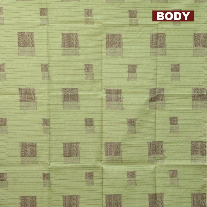 South kota saree pista green with allover thread weaves & box type buttas in borderless style