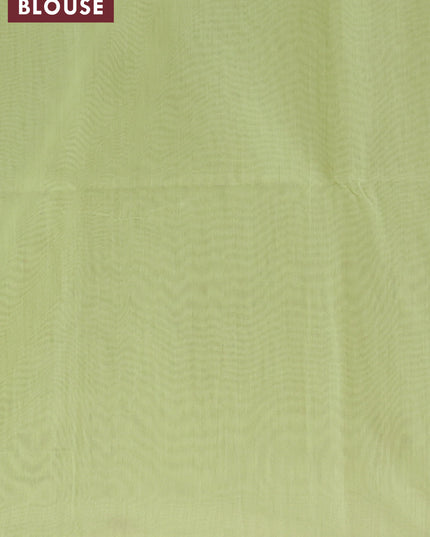 South kota saree pista green with allover thread weaves & box type buttas in borderless style