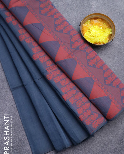 South kota saree blue shade with thread woven buttas in borderless style
