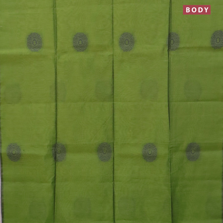 South kota saree green with thread woven buttas in borderless style
