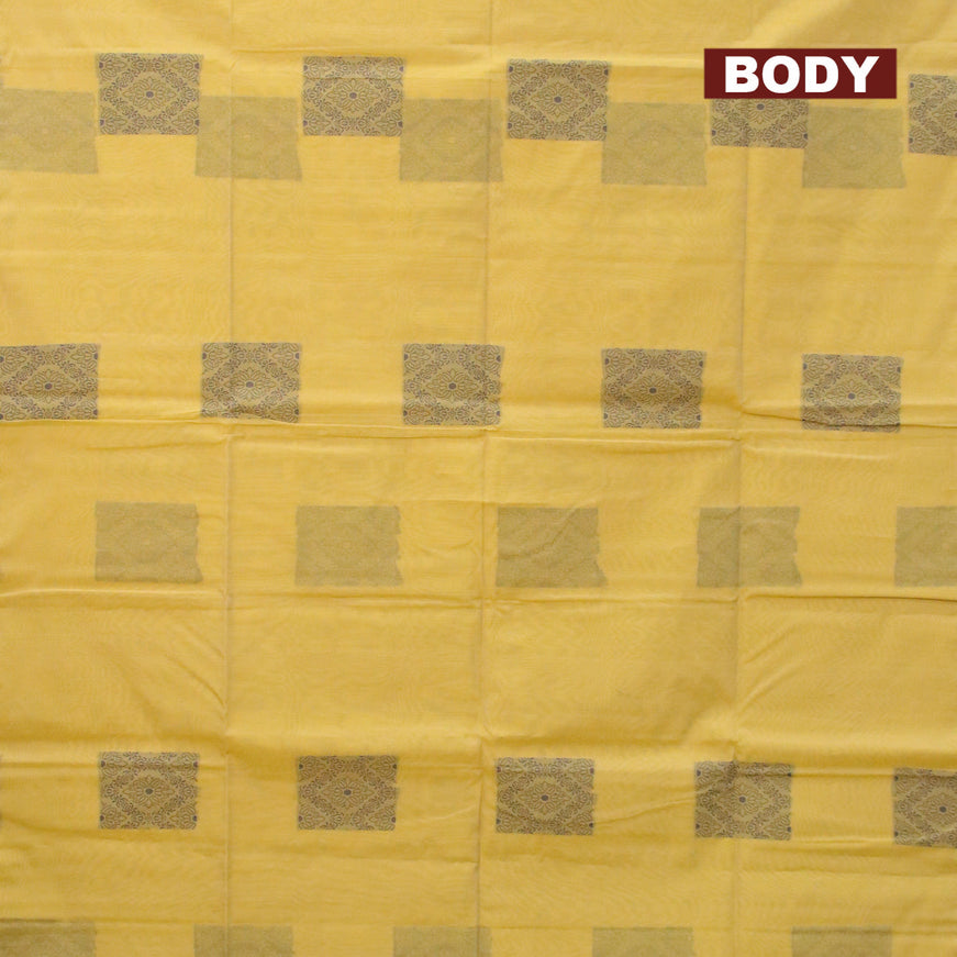 South kota saree lime yellow with thread woven buttas in borderless style