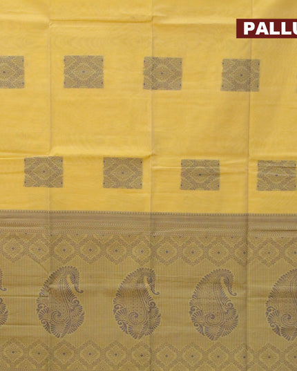 South kota saree lime yellow with thread woven buttas in borderless style