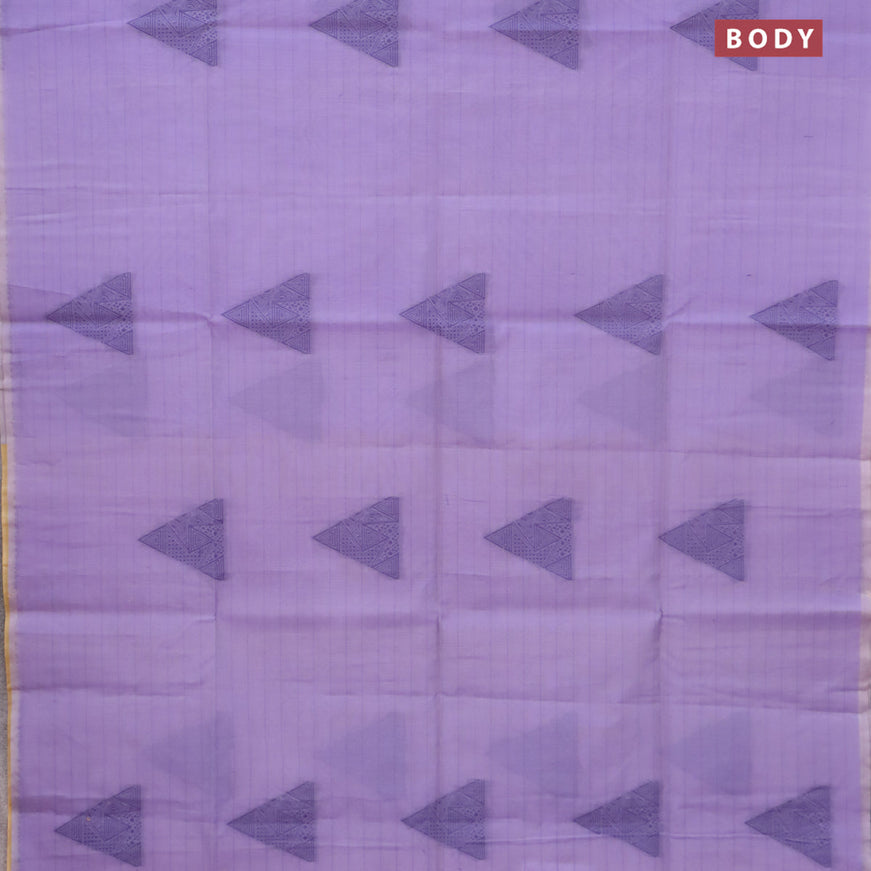 South kota saree violet and sandal with allover thread weaves & buttas in borderless style