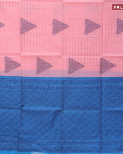 South kota saree light pink and cs blue with allover thread weaves & buttas in borderless style