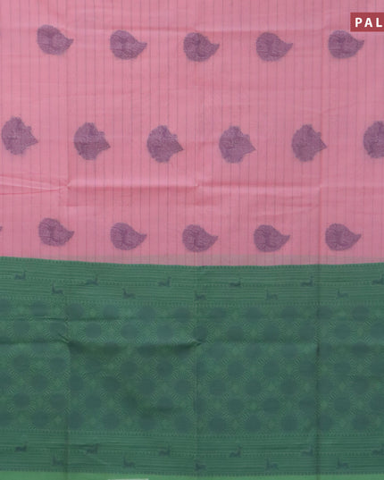 South kota saree light pink and pastel green with allover thread weaves & buttas in borderless style