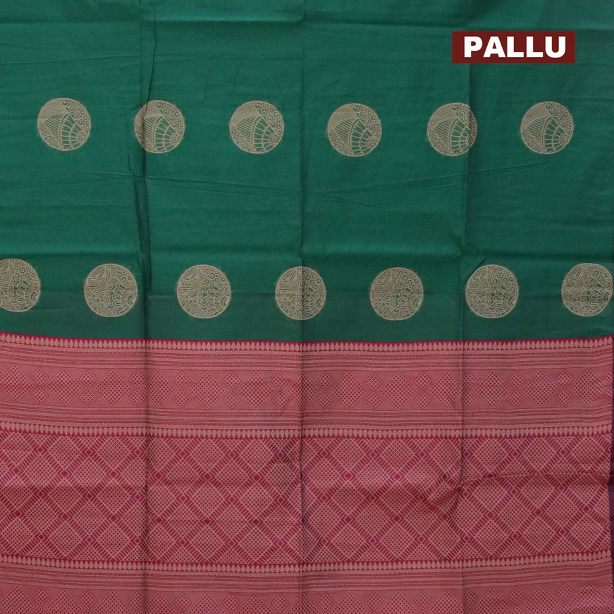 South kota saree green and dark magenta with thread woven geometric buttas in borderless style