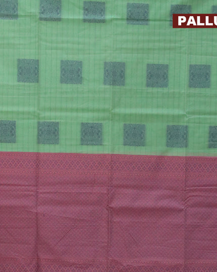 South kota saree teal green and pastel pink shade with allover thread stripe & buttas in borderless style
