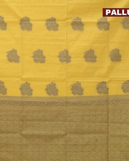 South kota saree mustard shade with thread woven floral buttas in borderless style
