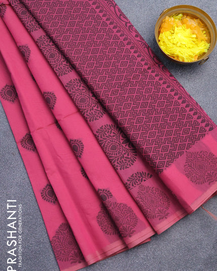 South kota saree pink shade with thread woven buttas in borderless style
