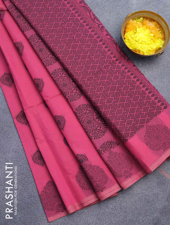 South kota saree pink shade with thread woven buttas in borderless style
