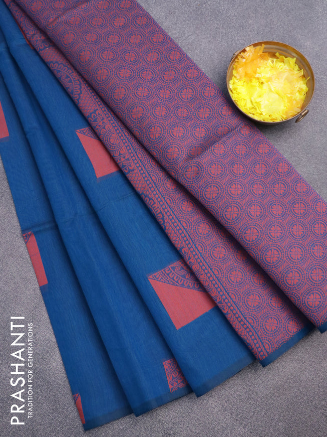 South kota saree cs blue with thread woven box type buttas in borderless style