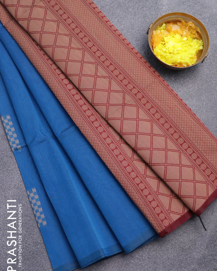 South kota saree cs blue and maroon with thread woven geometric buttas in borderless style
