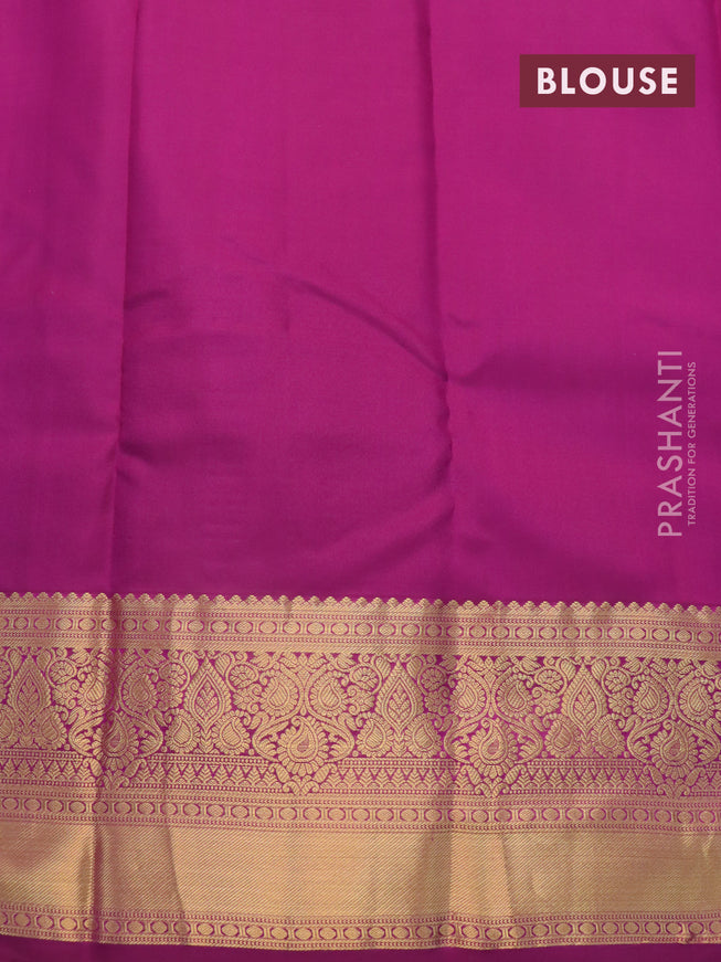 Pure kanjivaram silk saree blue and deep purple with allover zari weaves and zari woven border & Allover weaves