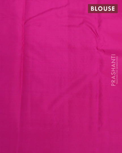 Pure kanjivaram silk saree dual shade of yellow and pink with allover zari weaves and zari woven butta border & Allover weaves