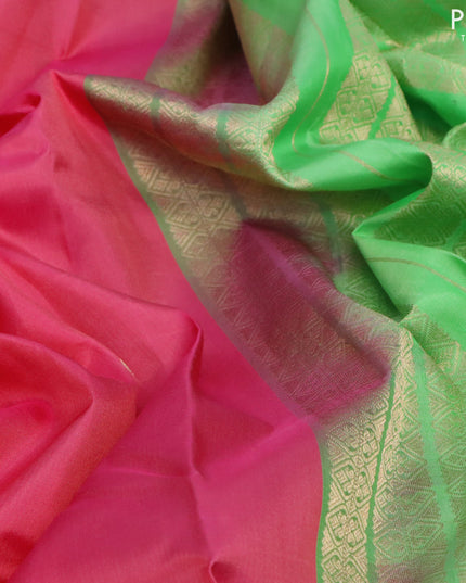 Pure kanjivaram silk saree light pink and pista green with zari woven buttas and zari woven border & Butta style