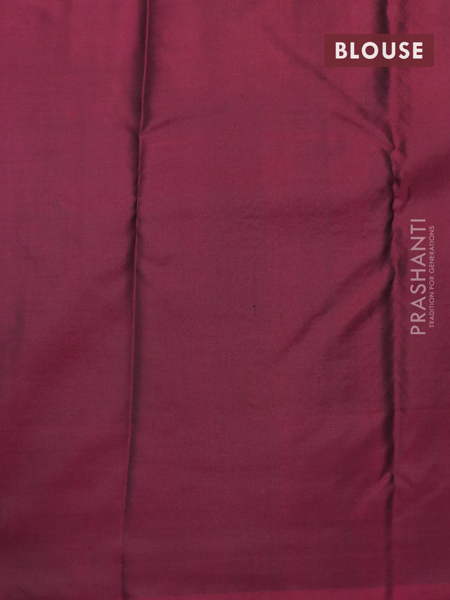 Pure kanjivaram silk saree light blue and deep maroon with allover zari weaves and simple border & Allover weaves
