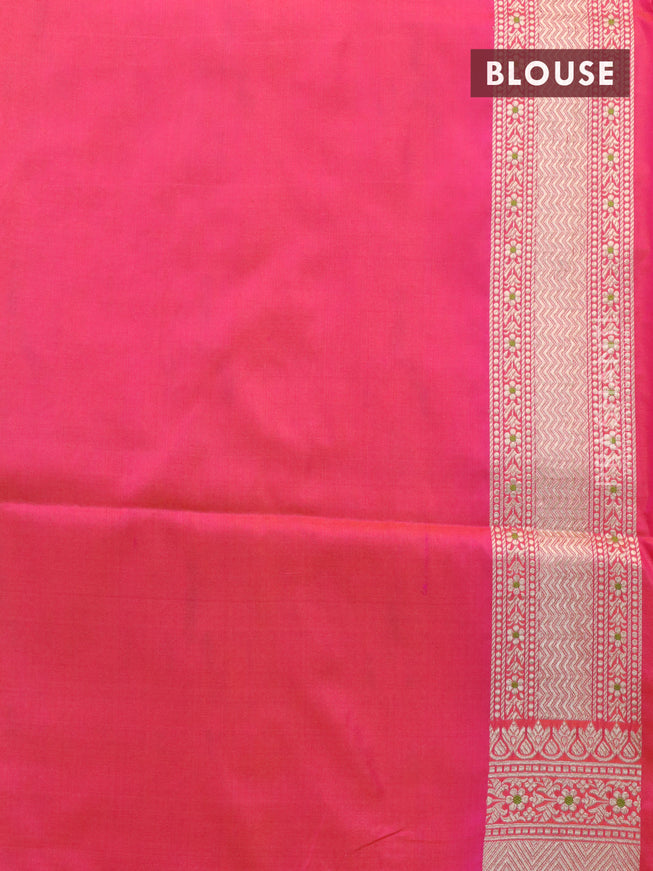 Banarasi uppada silk saree dual shade of pinkish orange with allover zari woven brocade weaves and zari woven border