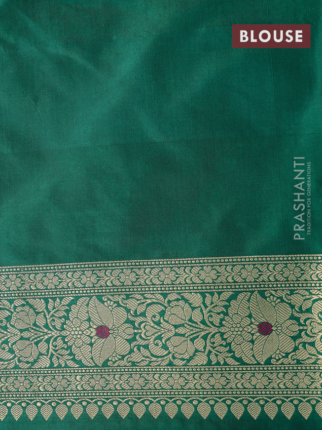 Banarasi uppada silk saree green with allover zari woven floral brocade weaves and zari woven border