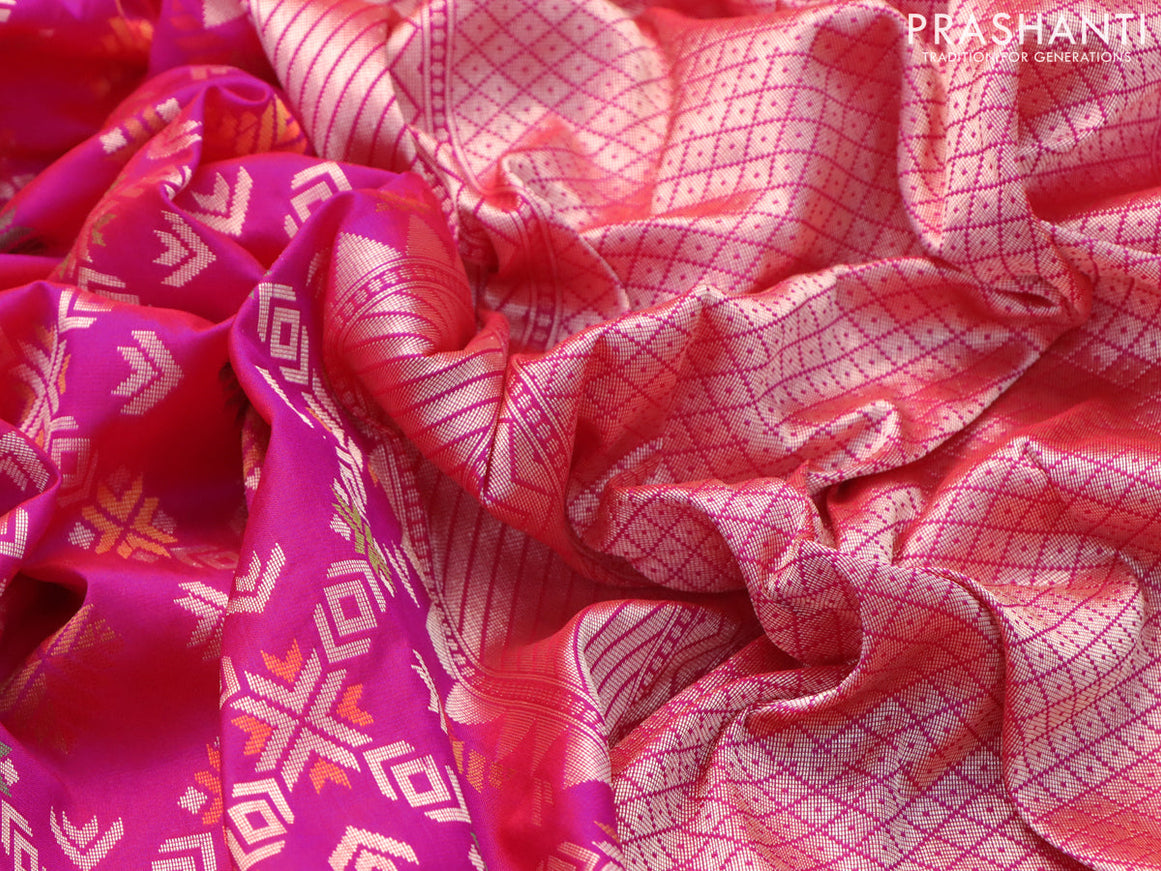 Banarasi uppada silk saree pink with allover thread weaves and woven border