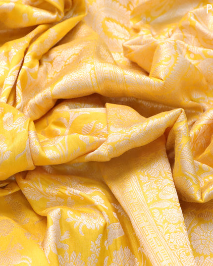 Banarasi uppada silk saree yellow with allover zari woven brocade weaves and zari woven border