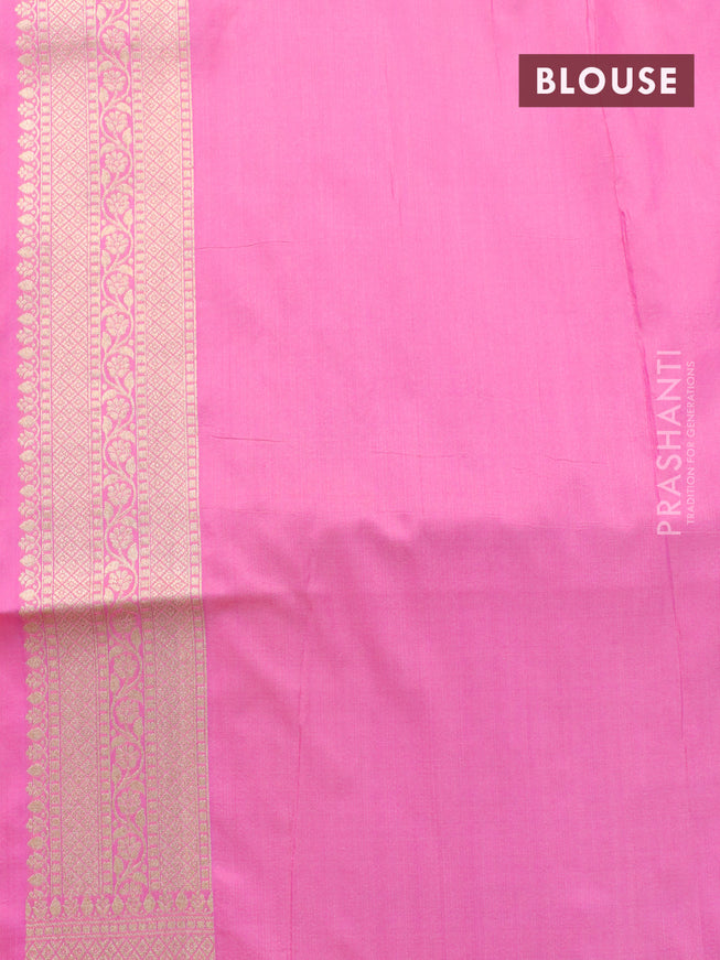 Banarasi uppada silk saree light pink with allover zari woven brocade weaves and zari woven border