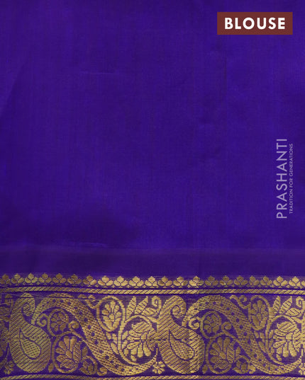 Silk cotton saree yellow and blue with allover pichwai prints and zari woven border