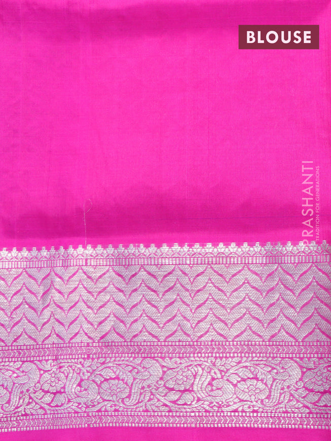 Venkatagiri silk saree purple and pink with allover silver zari weaves and silver zari woven border