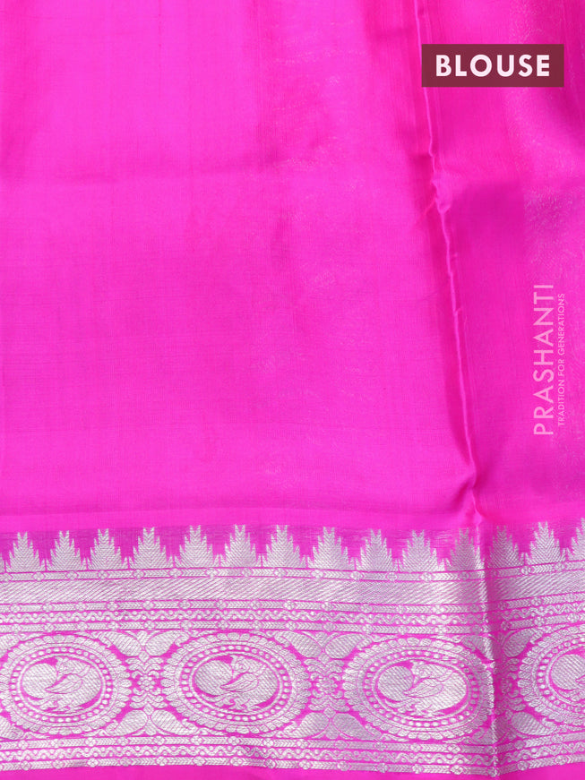 Venkatagiri silk saree cs blue and pink with thread & silver zari woven buttas and rich silver zari woven border