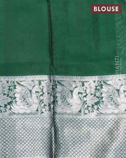 Venkatagiri silk saree maroon and green with silver zari woven annam buttas and long rich annam silver zari woven border