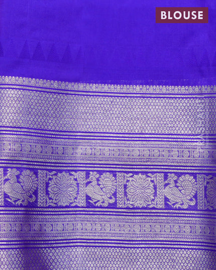 Venkatagiri silk saree mango yellow and blue with silver zari woven buttas and long silver zari woven border
