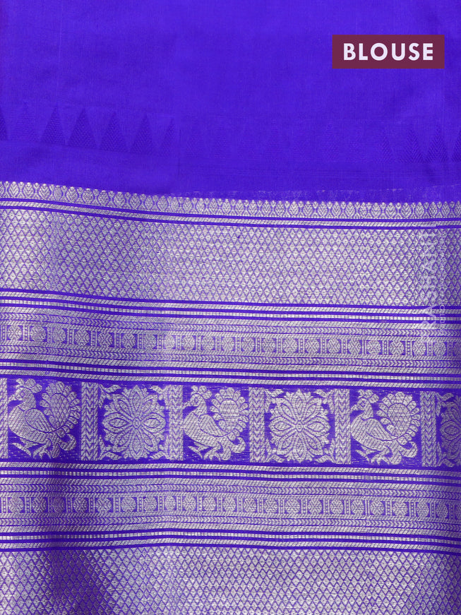 Venkatagiri silk saree mango yellow and blue with silver zari woven buttas and long silver zari woven border