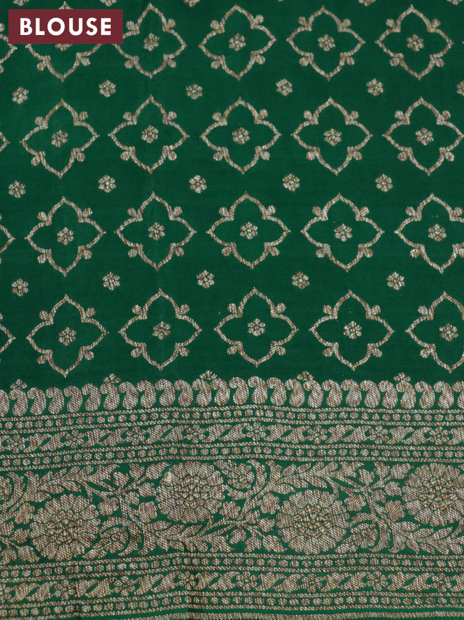 Pure banarasi crepe silk saree red and green with allover thread & zari woven buttas and woven border