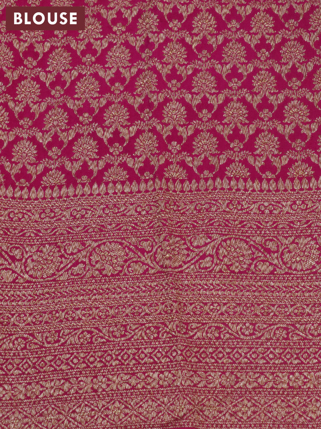 Pure banarasi crepe silk saree green and orange pink with allover thread & zari woven buttas and woven border