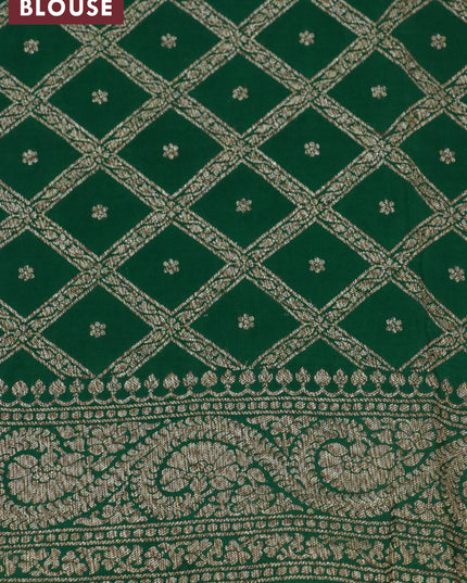 Pure banarasi crepe silk saree purple and green with allover thread & zari woven floral butta weaves and woven border