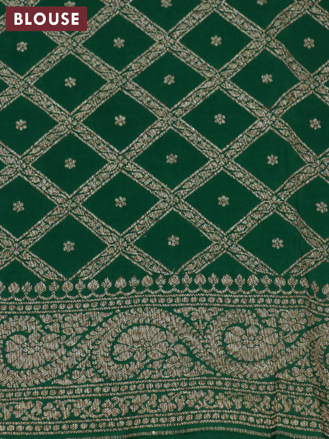 Pure banarasi crepe silk saree purple and green with allover thread & zari woven floral butta weaves and woven border