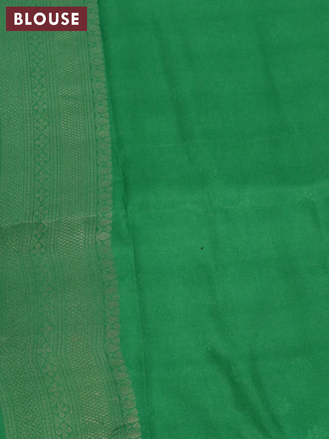 Banarasi softy silk saree yellow and green with allover zari weaves and zari woven border