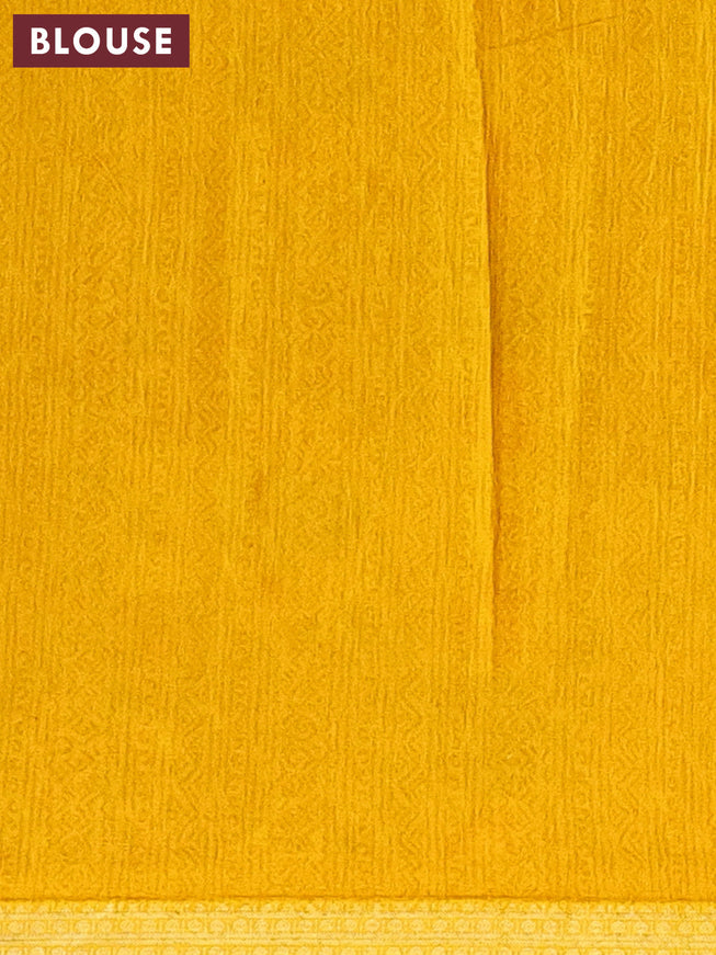 Semi crepe saree yellow with allover floral prints and zari woven border