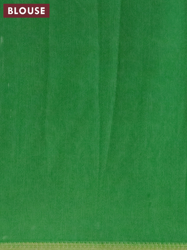 Semi crepe saree off white and light green with allover prints and zari woven border