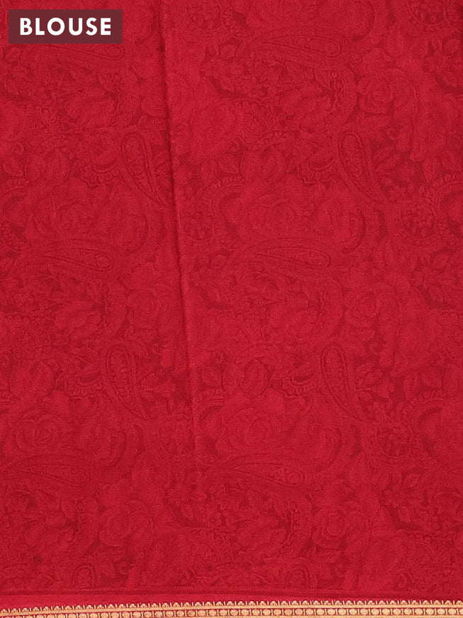 Semi crepe saree multi colour and red with allover prints and zari woven border
