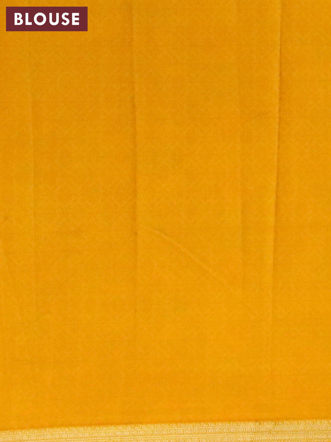 Semi crepe saree yellow with allover prints and zari woven border