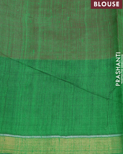 Pure dupion silk saree dark pink and green with zari woven buttas and temple design zari woven border