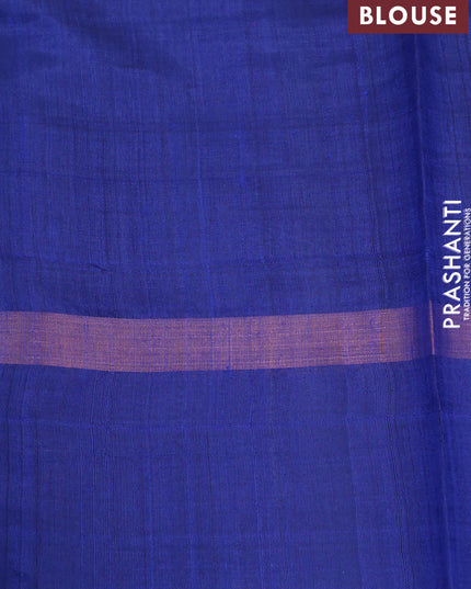 Pure dupion silk saree cs blue and blue with silver zari woven buttas and zari woven butta border