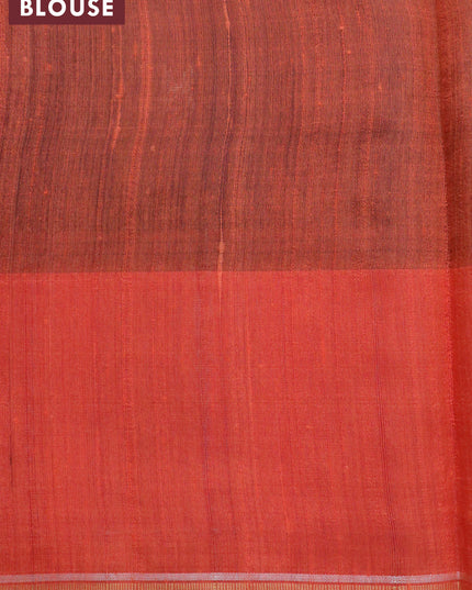 Pure dupion silk saree violet and orange with silver & glod zari woven buttas and temple design zari woven border