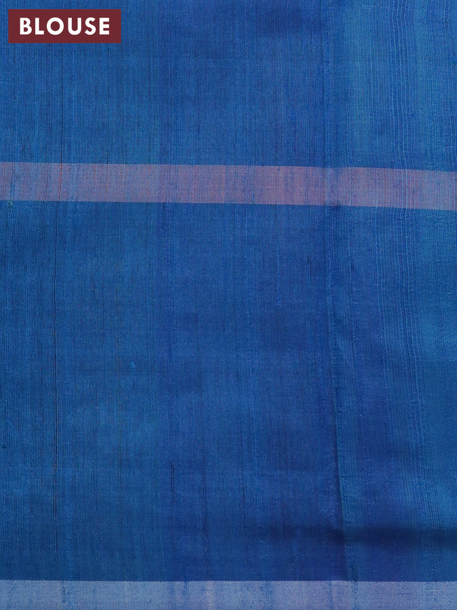 Pure dupion silk saree blue and cs bule with silver & copper zari woven buttas and zari woven butta border
