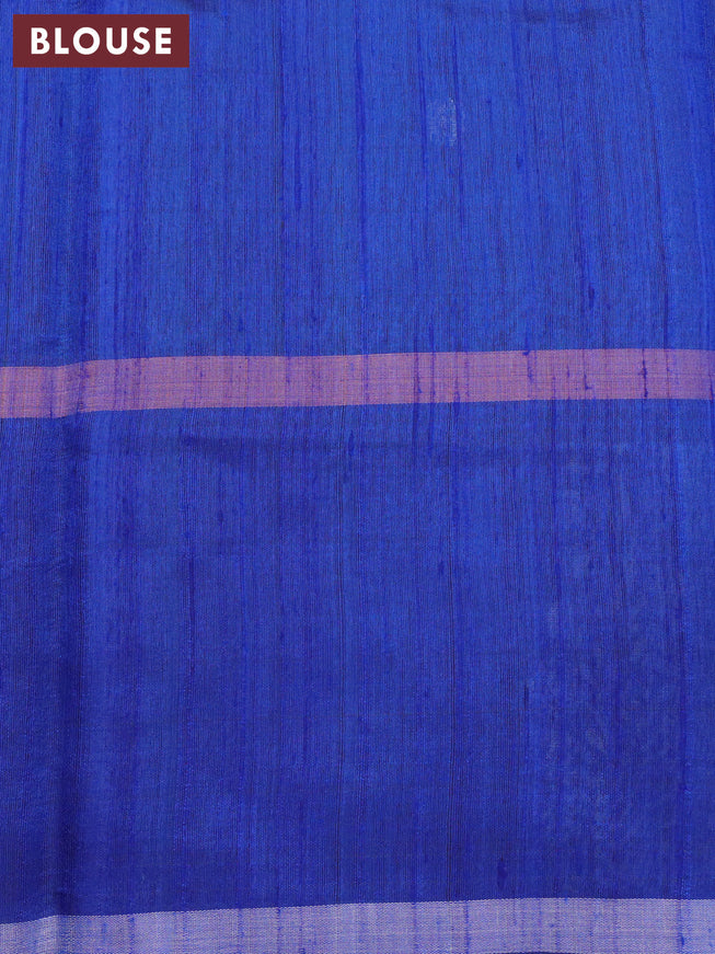 Pure dupion silk saree cs blue and blue with silver & copper zari woven buttas and zari woven butta border
