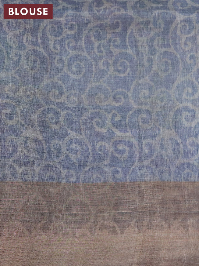 Pure tussar silk saree grey with allover prints and zari woven border