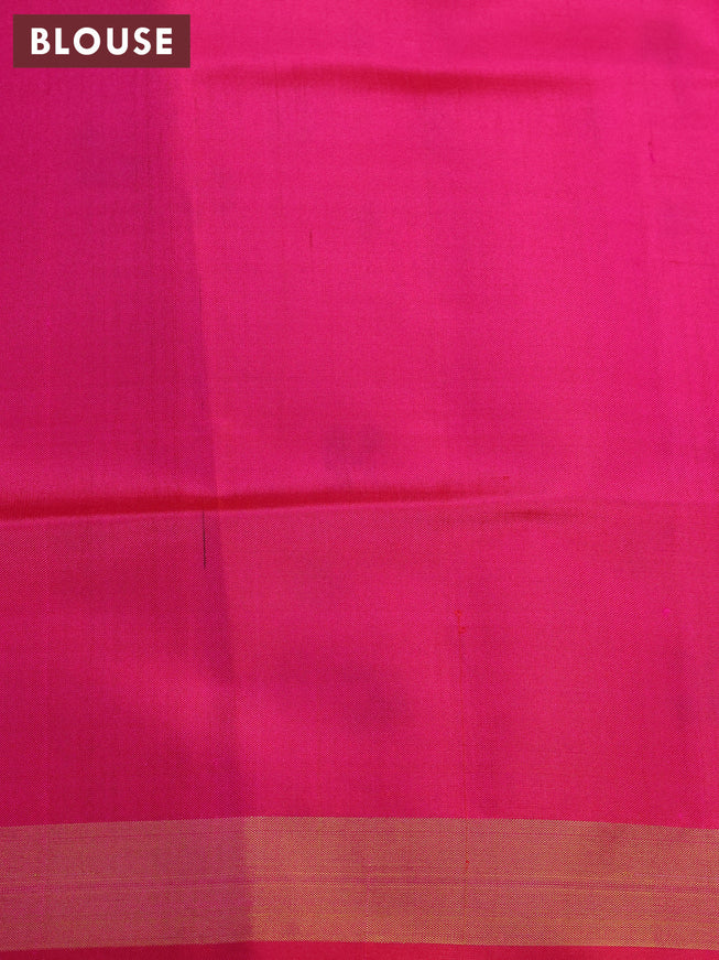 Rajkot patola silk saree dual shade of green and pink with allover ikat weaves and zari woven border