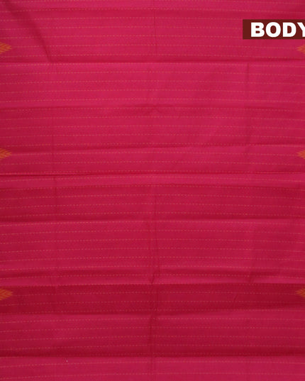 Nithyam cotton saree dark pink and sunset orange with allover thread weaves and simple border