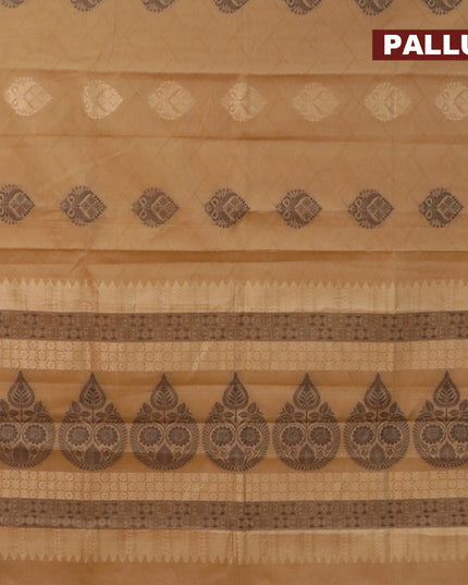 Nithyam cotton saree dark sandal and maroon with thread & zari woven buttas and zari woven border
