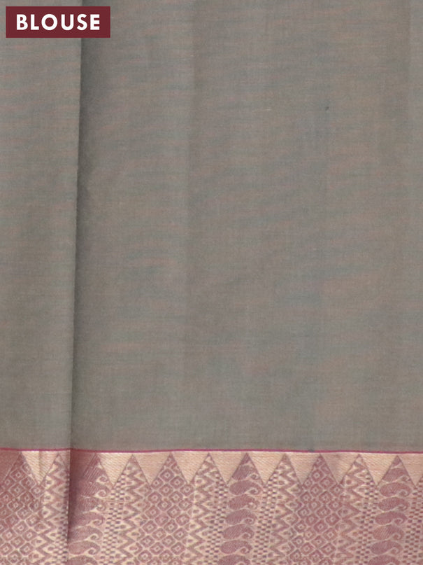 Nithyam cotton saree dual shade of peacock blue and maroon with thread & zari woven buttas and zari woven border